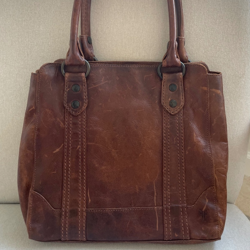 Frye Melissa Tote Bag Cognac Brown Leather Handbag/Purse